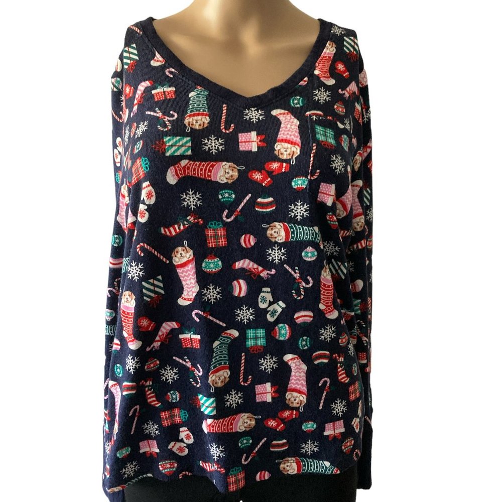 Jane and Bleecker Dog Puppy Stocking Stuffer Christmas PJ Layer Size M Top